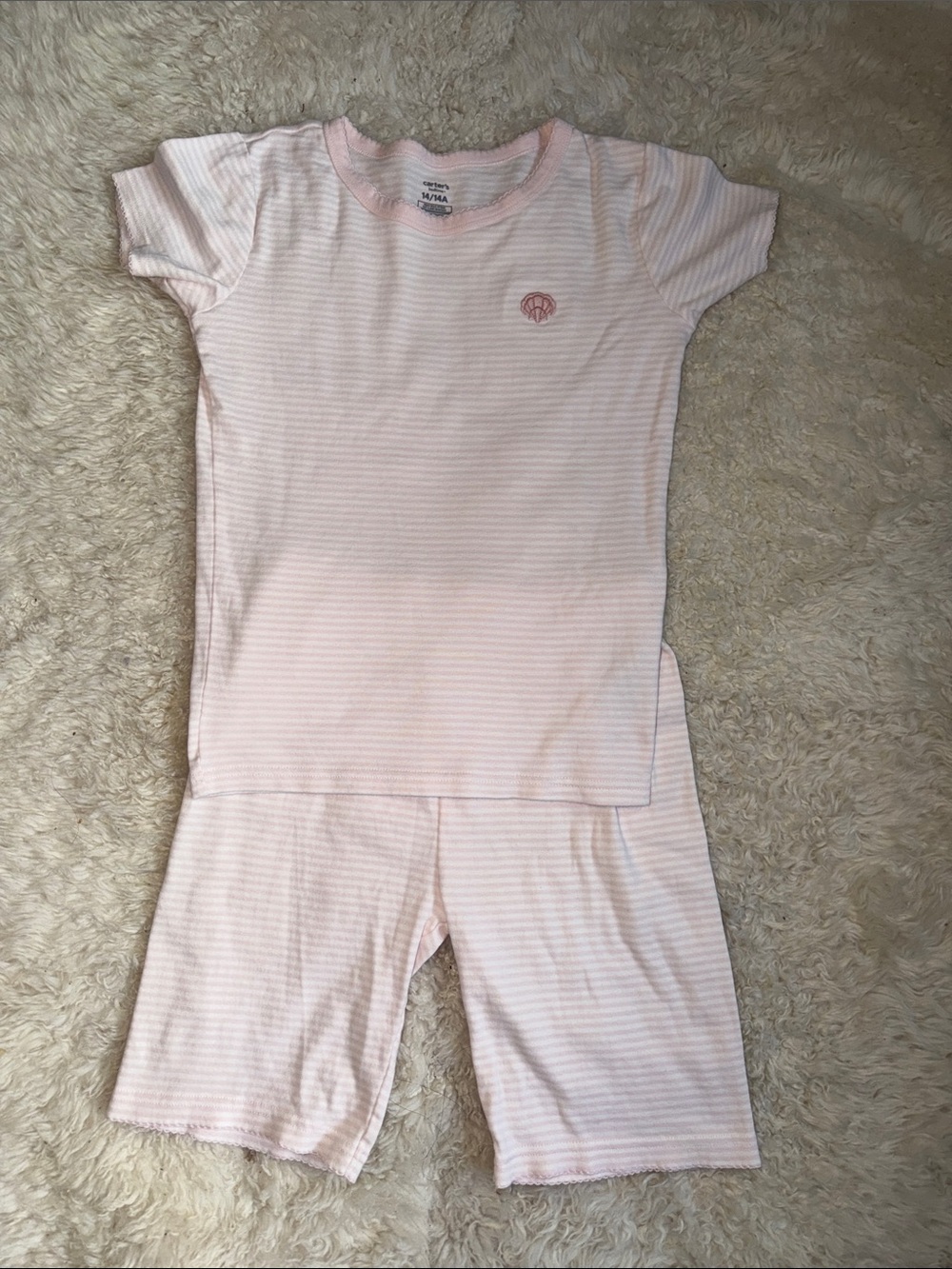 Carter's Girls Pink Cotton Short Sleeve Pajama Set 14Yrs
